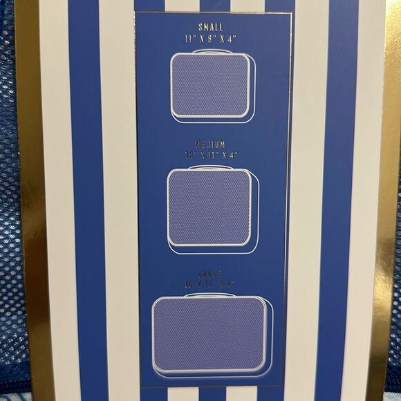 WM Blue Green Yellow Coastal Lemon Mesh Stripe 3 Piece Travel Packing Cube Set - Picture 3 of 11